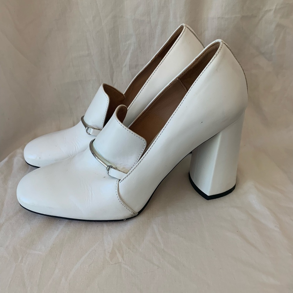 White Chunky Loafer Pumps! Size 37